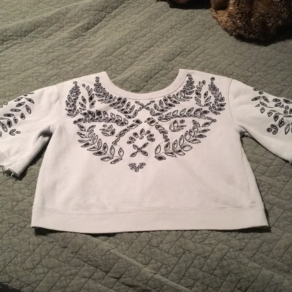 Free People Purple Cropped Sweatshirt